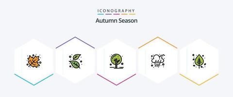 Herbst 25 Filledline Icon Pack inklusive Blatt. Herbst. Herbst. Regen. Herbst vektor