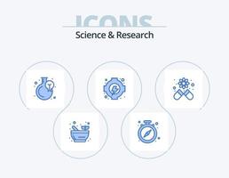 Wissenschaft blau Icon Pack 5 Icon Design. . Medizin. Flasche. Kapsel. Ausrüstung vektor