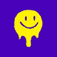 trippiges Lächeln Emoji-Gesicht, Illustration für T-Shirts, Aufkleber oder Bekleidungswaren. mit modernem Pop und Retro-Stil. vektor