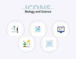 Biologie flach Icon Pack 5 Icon Design. Molekül. DNA. Kräuter Apotheke. Atom. Garten vektor