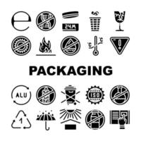 förpackning industriell märkning ikoner uppsättning vektor
