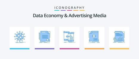 data ekonomi och reklam media blå 5 ikon packa Inklusive folder. annons. dokumentera. flytta. mobil. kreativ ikoner design vektor