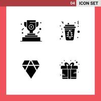 universell ikon symboler grupp av 4 modern fast glyfer av tilldela mynt kaffe varm crypto valuta redigerbar vektor design element