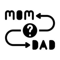 Durchsuchen von Mama oder Papa nach Scheidung Glyphen-Symbol-Vektor-Illustration vektor