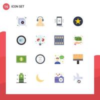 16 flaches Farbkonzept für Websites, Handys und Apps, festgelegtes Basis-App-Star-Lieblingspaket mit kreativen Vektordesignelementen vektor