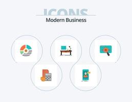 modernes Business-Flat-Icon-Pack 5 Icon-Design. seo. Unternehmen. Live-Chat. Bar. Diagramm vektor