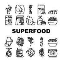 superfood naturlig och vitamin ikoner uppsättning vektor