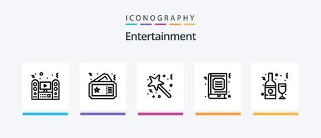 Entertainment Line 5 Icon Pack inklusive Flasche. Alkohol. Musik. Internet. online. kreatives Symboldesign vektor