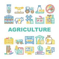 lantbruk jordbruksmark företag ikoner uppsättning vektor