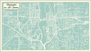 Olympia Washington USA Stadtplan im Retro-Stil. Übersichtskarte. vektor