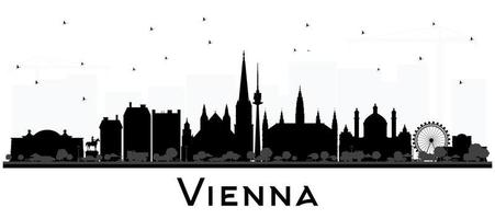 wien österrike stad horisont silhuett med svart byggnader isolerat på vit. vektor