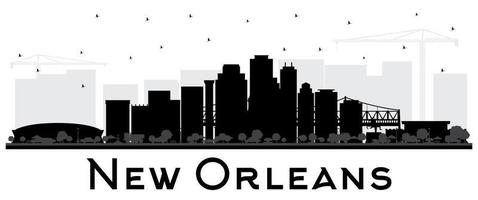 new orleans louisiana city skyline silhouette mit schwarzen gebäuden isoliert auf weiß. vektor