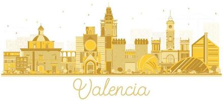 valencia spanien stadtsilhouette mit goldenen gebäuden. vektor