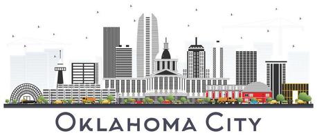 Oklahoma stad horisont med grå byggnader isolerat på vit. vektor