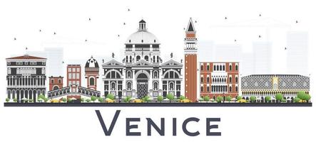 Venedig Italien stad horisont med Färg byggnader isolerat på vit bakgrund. vektor