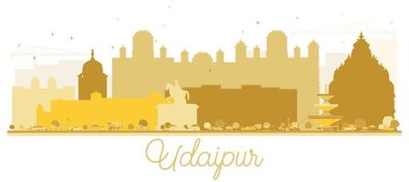 udaipur Indien stad horisont gyllene silhuett. vektor