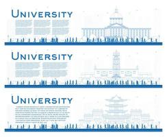 översikt uppsättning av universitet campus studie banderoller. vektor