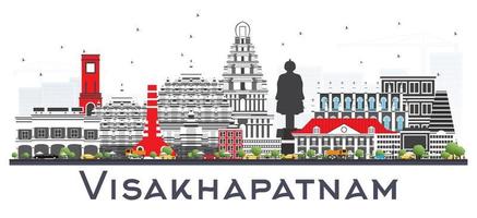 visakhapatnam-skyline mit den grauen gebäuden lokalisiert auf weiß. vektor