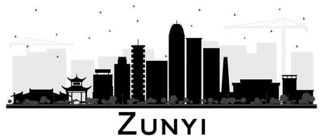 zunyi china city skyline silhouette mit schwarzen gebäuden isoliert auf weiß. vektor