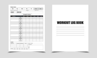 Workout-Logbuch-Journal kdp interior, kdp interior journal template. täglicher übungstracker logbuch kdp innenraum. Vorlagendesign für Trainingstagebuch vektor