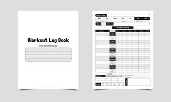 Workout-Logbuch-Journal kdp interior, kdp interior journal template. täglicher übungstracker logbuch kdp innenraum. Vorlagendesign für Trainingstagebuch vektor