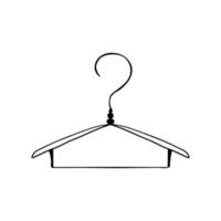 handgezeichneter Doodle-Aufhänger. Verkauf Shopping Clipart - Aufhänger für Garderobe, Kleiderservice, Ankleideraum, Garderobe, Wäschesymbol. isoliert auf weißem Hintergrund. vektor