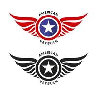 satz flügelabzeichen mit sternen der vereinigten staaten. Designvorlage für das Logo des Luftfahrtetiketts. US-Militärveteranen-Vektorillustration vektor