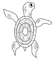 süßes Schildkrötentier. Vektor-Illustration. Umrisszeichnung für Kinderkollektion, Design, Dekor, Karten, Druck, Malseite. vektor