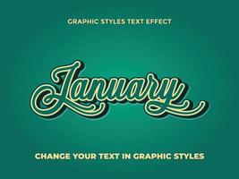januari grön lutning redigerbar text effekt vektor