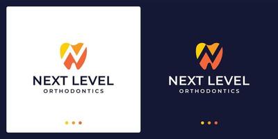 abstrakt kreativ dental logotyp med investering analyser. vektor premie.