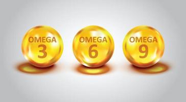Omega 3, 6, 9-Symbol im flachen Stil. Pille-Kapsel-Vektor-Illustration auf weißem Hintergrund isoliert. Bio-Vitamin-Nähröl-Fisch-Geschäftskonzept. vektor