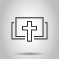 Bibelbuchsymbol im flachen Stil. Kirchenglauben-Vektorillustration auf weißem lokalisiertem Hintergrund. Spiritualität Geschäftskonzept. vektor