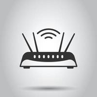 WLAN-Router-Symbol im flachen Stil. Breitband-Vektor-Illustration auf weißem Hintergrund isoliert. Geschäftskonzept für Internetverbindungen. vektor