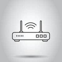 WLAN-Router-Symbol im flachen Stil. Breitband-Vektor-Illustration auf weißem Hintergrund isoliert. Geschäftskonzept für Internetverbindungen. vektor