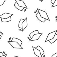 gradering hatt ikon i platt stil. studerande keps vektor illustration på vit isolerat bakgrund. universitet sömlös mönster företag begrepp.