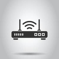 WLAN-Router-Symbol im flachen Stil. Breitband-Vektor-Illustration auf weißem Hintergrund isoliert. Geschäftskonzept für Internetverbindungen. vektor