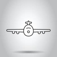 Flugzeug-Symbol im flachen Stil. Flugzeug-Vektor-Illustration auf weißem Hintergrund isoliert. Geschäftskonzept für Fluglinienflugzeuge. vektor