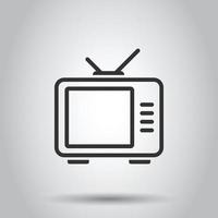 TV ikon i platt stil. tv tecken vektor illustration på vit isolerat bakgrund. video kanal företag begrepp.