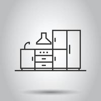 kök möbel ikon i platt stil. kök vektor illustration på vit isolerat bakgrund. matlagning rum företag begrepp.