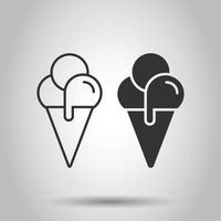 Eis-Symbol im flachen Stil. Eisbecher-Vektorillustration auf weißem, isoliertem Hintergrund. Sorbet-Dessert-Geschäftskonzept. vektor