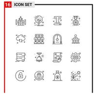 Aktienvektor-Icon-Pack mit 16 Zeilenzeichen und Symbolen für Schulabzeichen-Baumpreis-Texteinstellungen editierbare Vektordesign-Elemente vektor