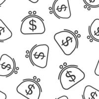 pengar väska ikon i platt stil. moneybag med dollar vektor illustration på vit isolerat bakgrund. kontanter säck sömlös mönster företag begrepp.