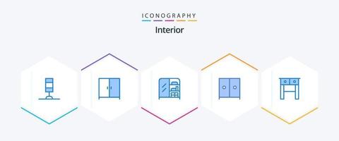 interiör 25 blå ikon packa Inklusive . tabell. vektor
