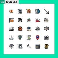 mobil gränssnitt fylld linje platt Färg uppsättning av 25 piktogram av pil person aning outsourca frilans redigerbar vektor design element