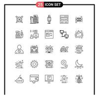 25 kreative Symbole moderne Zeichen und Symbole der Schnittstelle Header Kommunikation Kommunikation Apfel editierbare Vektordesign-Elemente vektor