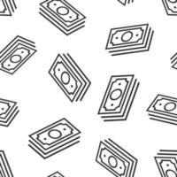 pengar stack ikon i platt stil. utbyta kontanter vektor illustration på vit isolerat bakgrund. sedel räkningen sömlös mönster företag begrepp.