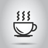 Kaffeetassen-Symbol im flachen Stil. Vektorillustration des heißen Tees auf weißem getrenntem Hintergrund. trinken becher geschäftskonzept. vektor
