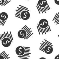 mynt stack ikon i platt stil. dollar mynt vektor illustration på vit isolerat bakgrund. pengar staplade sömlös mönster företag begrepp.