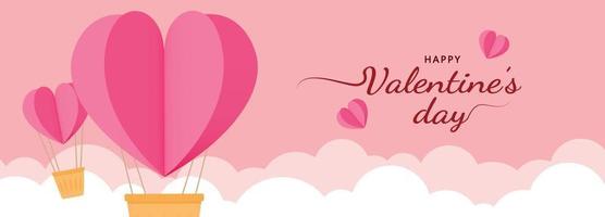 3D rosa Herz Papierschnitt Banner Hintergrund Vektor Illustration für Valentinstag Hochzeit und Geburtstag Vorlage animiertes Design