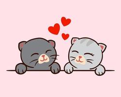 süße Katzen lieben einander spezielles Valentinsvektor-Illustrationsdesign vektor